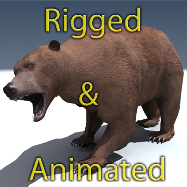 Grizzly Bear Rigged Animated